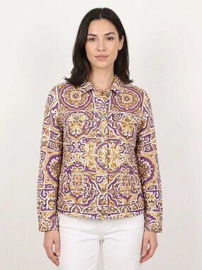 Sara Isabella Medallion Print Linen Jacket S